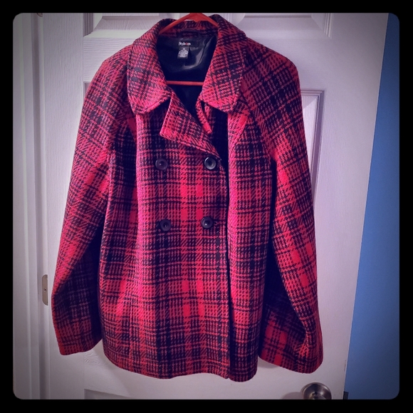 Style & Co. Plaid Short Pea Coat - Picture 1 of 3